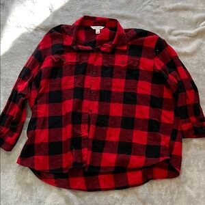 Old Navy Red and Black Plaid Boyfriend Shirt